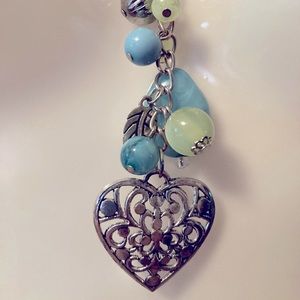 Necklace 11” with Heart, and turquoise jewels, NWOT